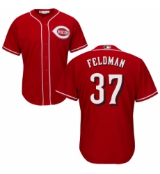 Youth Majestic Cincinnati Reds #37 Scott Feldman Authentic Red Alternate Cool Base MLB Jersey