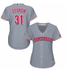 Women's Majestic Cincinnati Reds #31 Drew Storen Replica Grey Road Cool Base MLB Jersey