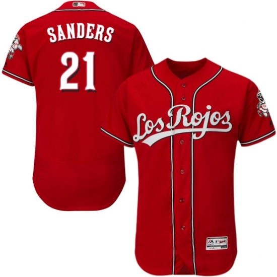 Men's Majestic Cincinnati Reds #21 Reggie Sanders Red Los Rojos Flexbase Authentic Collection MLB Jersey Men's Majestic Cincinnati Reds #21 Reggie Sanders Red Los Rojos Flexbase Authentic Collection MLB Jersey