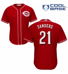 Men's Majestic Cincinnati Reds #21 Reggie Sanders Replica Red Alternate Cool Base MLB Jersey