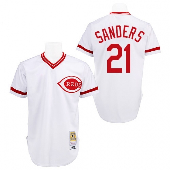 Men's Mitchell and Ness Cincinnati Reds #21 Reggie Sanders Replica White Throwback MLB Jersey Men's Mitchell and Ness Cincinnati Reds #21 Reggie Sanders Replica White Throwback MLB Jersey
