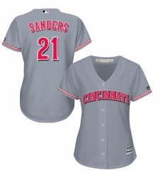 Women's Majestic Cincinnati Reds #21 Reggie Sanders Replica Grey Road Cool Base MLB Jersey Women's Majestic Cincinnati Reds #21 Reggie Sanders Replica Grey Road Cool Base MLB Jersey