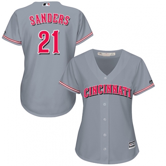 Women's Majestic Cincinnati Reds #21 Reggie Sanders Replica Grey Road Cool Base MLB Jersey Women's Majestic Cincinnati Reds #21 Reggie Sanders Replica Grey Road Cool Base MLB Jersey