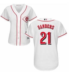 Women's Majestic Cincinnati Reds #21 Reggie Sanders Replica White Home Cool Base MLB Jersey