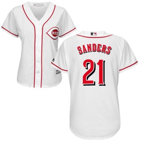 Women's Majestic Cincinnati Reds #21 Reggie Sanders Replica White Home Cool Base MLB Jersey Women's Majestic Cincinnati Reds #21 Reggie Sanders Replica White Home Cool Base MLB Jersey