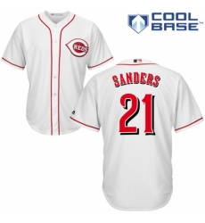 Youth Majestic Cincinnati Reds #21 Reggie Sanders Authentic White Home Cool Base MLB Jersey