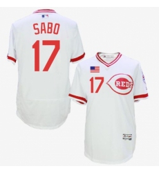 Men's Majestic Cincinnati Reds #17 Chris Sabo White Flexbase Authentic Collection Cooperstown MLB Jersey