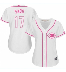 Women's Majestic Cincinnati Reds #17 Chris Sabo Replica White Fashion Cool Base MLB Jersey