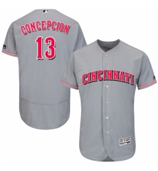 Men's Majestic Cincinnati Reds #13 Dave Concepcion Grey Flexbase Authentic Collection MLB Jersey