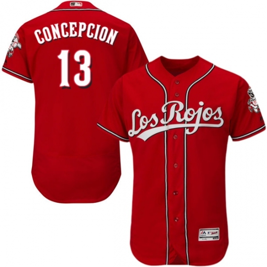 Men's Majestic Cincinnati Reds #13 Dave Concepcion Red Los Rojos Flexbase Authentic Collection MLB Jersey Men's Majestic Cincinnati Reds #13 Dave Concepcion Red Los Rojos Flexbase Authentic Collection MLB Jersey