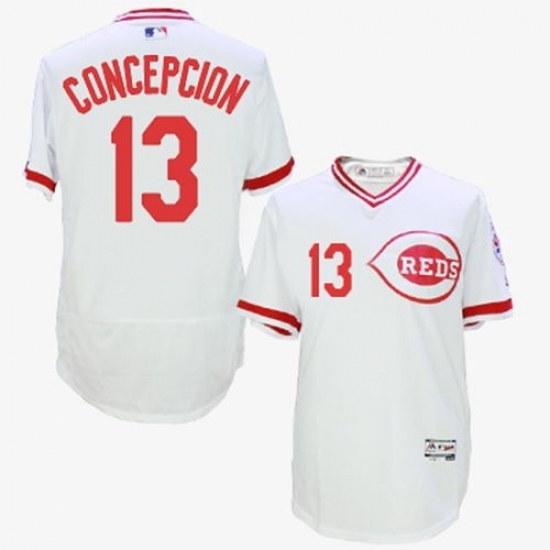 Men's Majestic Cincinnati Reds #13 Dave Concepcion White Flexbase Authentic Collection Cooperstown MLB Jersey Men's Majestic Cincinnati Reds #13 Dave Concepcion White Flexbase Authentic Collection Cooperstown MLB Jersey