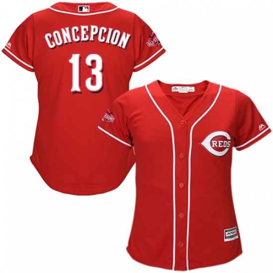 Women's Majestic Cincinnati Reds #13 Dave Concepcion Replica Red Alternate Cool Base MLB Jersey Women's Majestic Cincinnati Reds #13 Dave Concepcion Replica Red Alternate Cool Base MLB Jersey