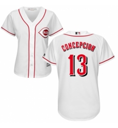 Women's Majestic Cincinnati Reds #13 Dave Concepcion Replica White Home Cool Base MLB Jersey