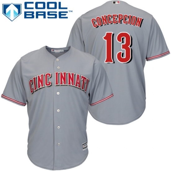 Youth Majestic Cincinnati Reds #13 Dave Concepcion Replica Grey Road Cool Base MLB Jersey Youth Majestic Cincinnati Reds #13 Dave Concepcion Replica Grey Road Cool Base MLB Jersey