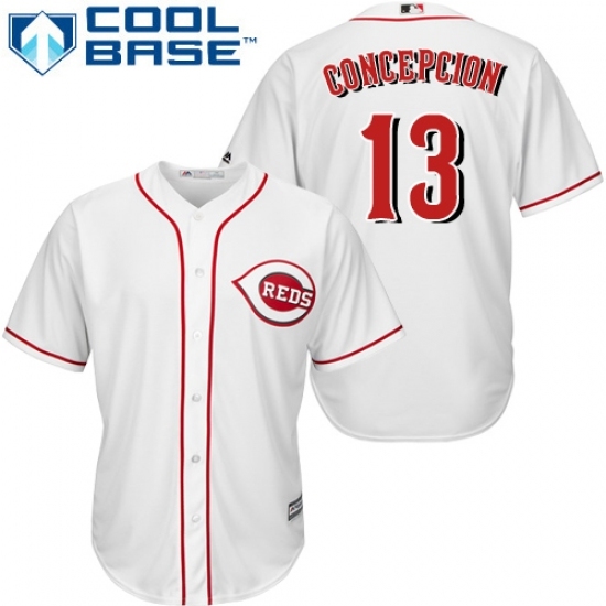 Youth Majestic Cincinnati Reds #13 Dave Concepcion Replica White Home Cool Base MLB Jersey Youth Majestic Cincinnati Reds #13 Dave Concepcion Replica White Home Cool Base MLB Jersey