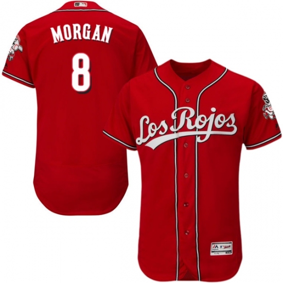 Men's Majestic Cincinnati Reds #8 Joe Morgan Red Los Rojos Flexbase Authentic Collection MLB Jersey Men's Majestic Cincinnati Reds #8 Joe Morgan Red Los Rojos Flexbase Authentic Collection MLB Jersey