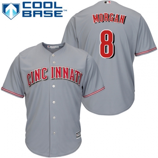 Men's Majestic Cincinnati Reds #8 Joe Morgan Replica Grey Road Cool Base MLB Jersey Men's Majestic Cincinnati Reds #8 Joe Morgan Replica Grey Road Cool Base MLB Jersey