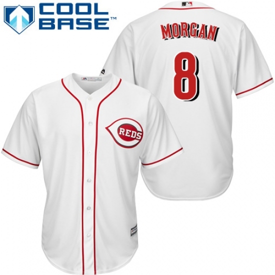 Men's Majestic Cincinnati Reds #8 Joe Morgan Replica White Home Cool Base MLB Jersey Men's Majestic Cincinnati Reds #8 Joe Morgan Replica White Home Cool Base MLB Jersey