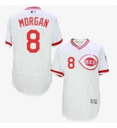 Men's Majestic Cincinnati Reds #8 Joe Morgan White Flexbase Authentic Collection Cooperstown MLB Jersey