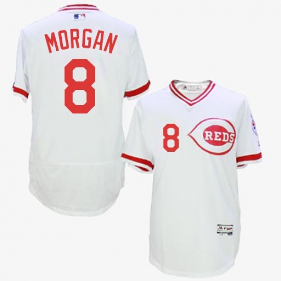 Men's Majestic Cincinnati Reds #8 Joe Morgan White Flexbase Authentic Collection Cooperstown MLB Jersey Men's Majestic Cincinnati Reds #8 Joe Morgan White Flexbase Authentic Collection Cooperstown MLB Jersey