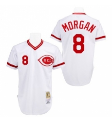Men's Mitchell and Ness Cincinnati Reds #8 Joe Morgan Replica White Throwback MLB Jersey