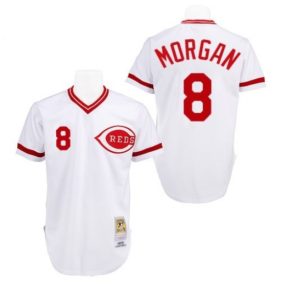Men's Mitchell and Ness Cincinnati Reds #8 Joe Morgan Replica White Throwback MLB Jersey Men's Mitchell and Ness Cincinnati Reds #8 Joe Morgan Replica White Throwback MLB Jersey