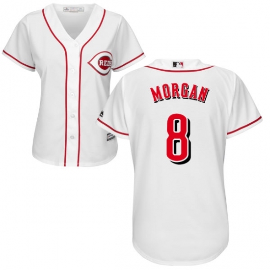 Women's Majestic Cincinnati Reds #8 Joe Morgan Replica White Home Cool Base MLB Jersey Women's Majestic Cincinnati Reds #8 Joe Morgan Replica White Home Cool Base MLB Jersey