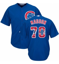 Men's Majestic Chicago Cubs #70 Joe Maddon Authentic Royal Blue Team Logo Fashion Cool Base MLB Jersey