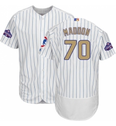 Men's Majestic Chicago Cubs #70 Joe Maddon Authentic White 2017 Gold Program Flex Base MLB Jersey