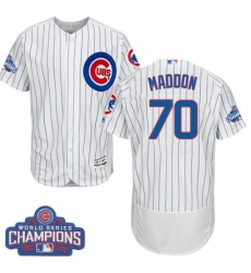 Men's Majestic Chicago Cubs #70 Joe Maddon White 2016 World Series Champions Flexbase Authentic Collection MLB Jersey
