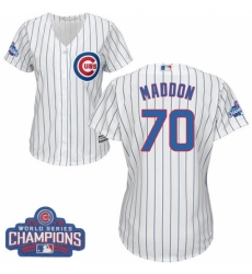 Women's Majestic Chicago Cubs #70 Joe Maddon Authentic White Home 2016 World Series Champions Cool Base MLB Jersey