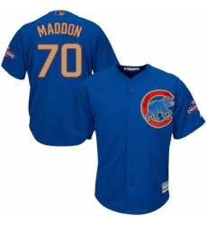 Youth Majestic Chicago Cubs #70 Joe Maddon Authentic Royal Blue 2017 Gold Champion Cool Base MLB Jersey