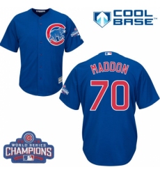 Youth Majestic Chicago Cubs #70 Joe Maddon Authentic Royal Blue Alternate 2016 World Series Champions Cool Base MLB Jersey