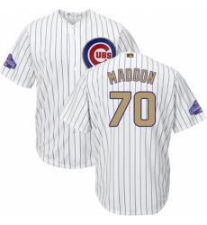 Youth Majestic Chicago Cubs #70 Joe Maddon Authentic White 2017 Gold Program Cool Base MLB Jersey
