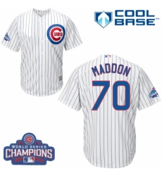 Youth Majestic Chicago Cubs #70 Joe Maddon Authentic White Home 2016 World Series Champions Cool Base MLB Jersey
