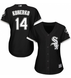 Women's Majestic Chicago White Sox #14 Paul Konerko Authentic Black Alternate Home Cool Base MLB Jersey