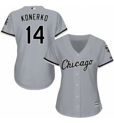 Women's Majestic Chicago White Sox #14 Paul Konerko Replica Grey Road Cool Base MLB Jersey