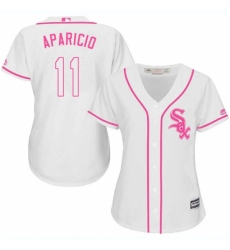 Women's Majestic Chicago White Sox #11 Luis Aparicio Replica White Fashion Cool Base MLB Jersey