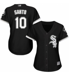 Women's Majestic Chicago White Sox #10 Ron Santo Replica Black Alternate Home Cool Base MLB Jersey