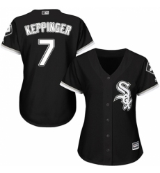 Women's Majestic Chicago White Sox #7 Jeff Keppinger Replica Black Alternate Home Cool Base MLB Jersey
