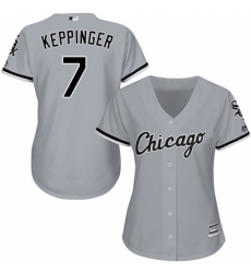 Women's Majestic Chicago White Sox #7 Jeff Keppinger Replica Grey Road Cool Base MLB Jersey