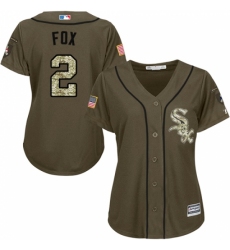 Women's Majestic Chicago White Sox #2 Nellie Fox Authentic Green Salute to Service MLB Jersey