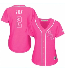 Women's Majestic Chicago White Sox #2 Nellie Fox Replica Pink Fashion Cool Base MLB Jersey