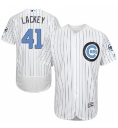 Men's Majestic Chicago Cubs #41 John Lackey Authentic White 2016 Father's Day Fashion Flex Base MLB Jersey