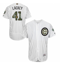 Men's Majestic Chicago Cubs #41 John Lackey Authentic White 2016 Memorial Day Fashion Flex Base MLB Jersey