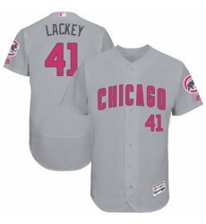 Men's Majestic Chicago Cubs #41 John Lackey Grey Mother's Day Flexbase Authentic Collection MLB Jersey