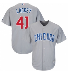 Men's Majestic Chicago Cubs #41 John Lackey Replica Grey Road Cool Base MLB Jersey