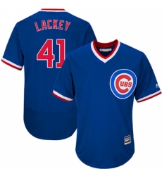 Men's Majestic Chicago Cubs #41 John Lackey Replica Royal Blue Cooperstown Cool Base MLB Jersey