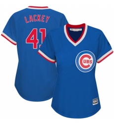 Women's Majestic Chicago Cubs #41 John Lackey Authentic Royal Blue Cooperstown MLB Jersey