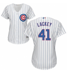 Women's Majestic Chicago Cubs #41 John Lackey Replica White Home Cool Base MLB Jersey